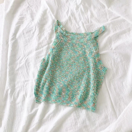 New Summer Stylish and Comfortable Vest Women's Colorful Knit Halter