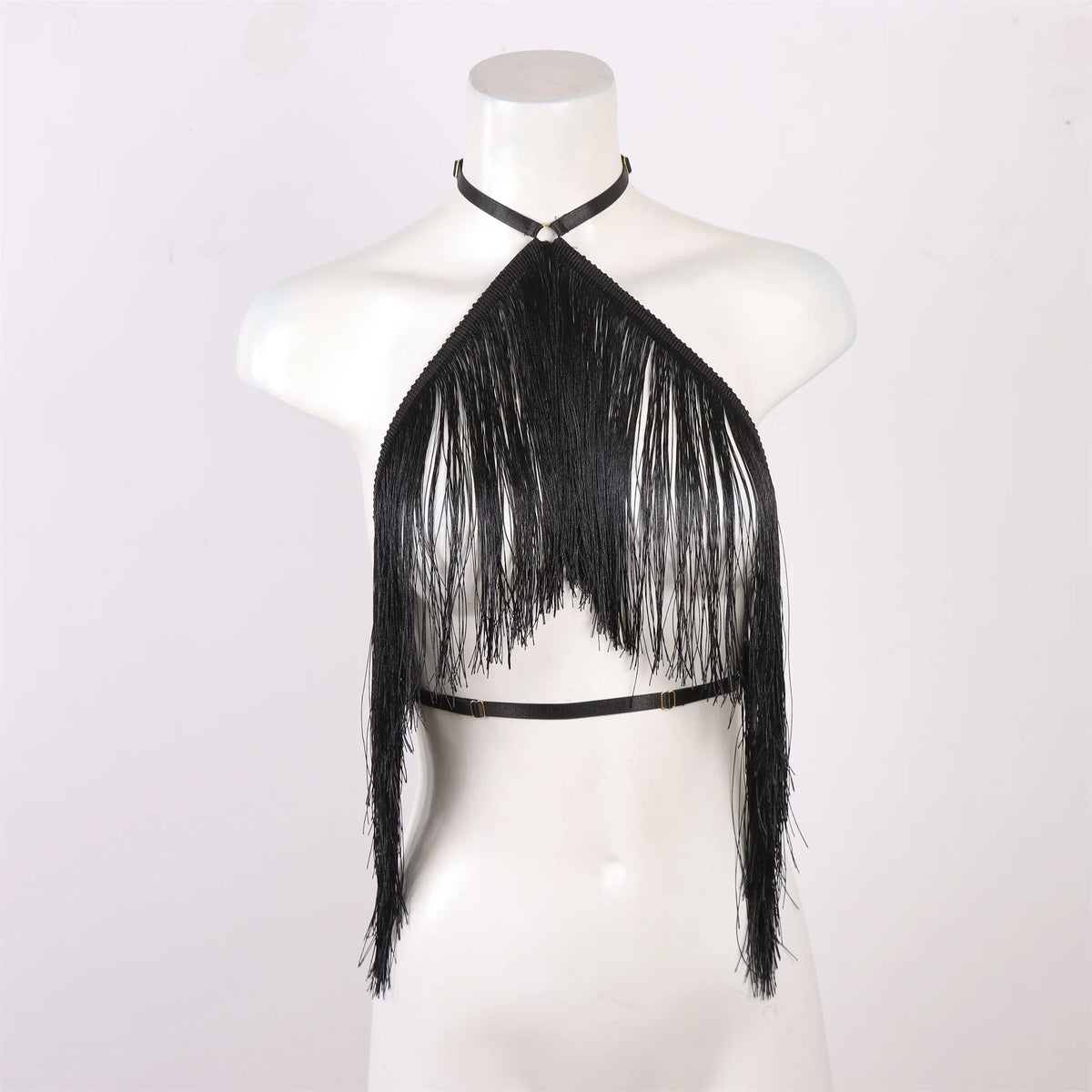 Body corset Goth crop top seat belt black camisole with tassel