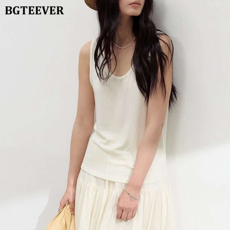 BGTEEVER Silk Camis for Women 2026 Spring Summer Round Neck Acetate