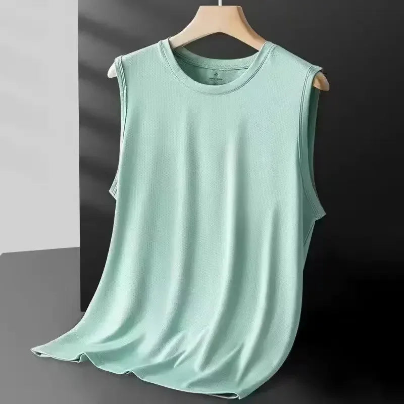 Men's Ice Silk Mesh Tank Tops Gym Stringer Transparent Bodybuilding