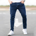 Spring Mens Black Blue Pants Pure Color Stretch Jeans Street Casual