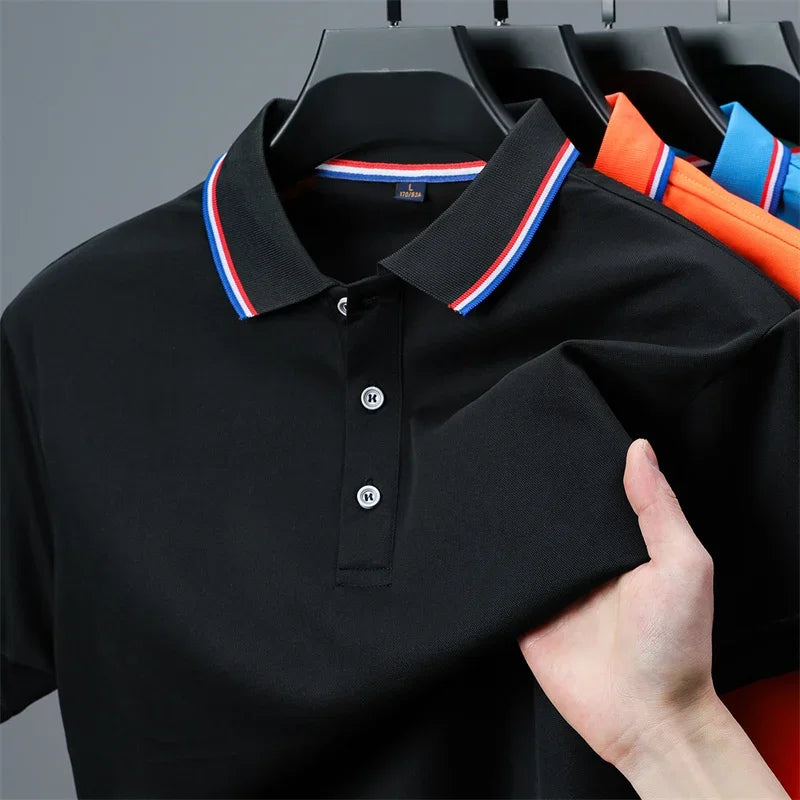 Men's Casual Solid Color Short Sleeve Polo Shirt 2025 Summer
