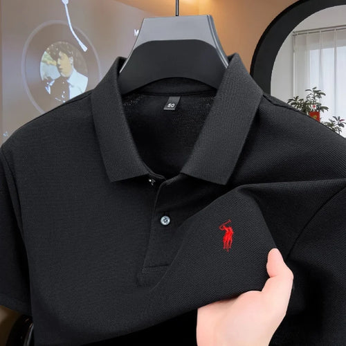 100% pure cotton high-end brand men's short sleeve polo shirt 2026
