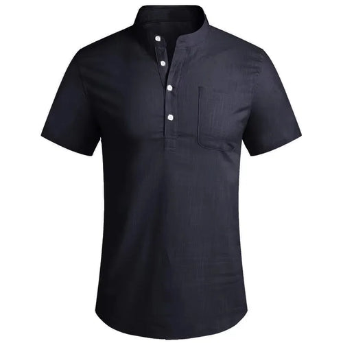 Summer Mens Short Sleeve T Shirts Solid Color Stand Up Collar Polo