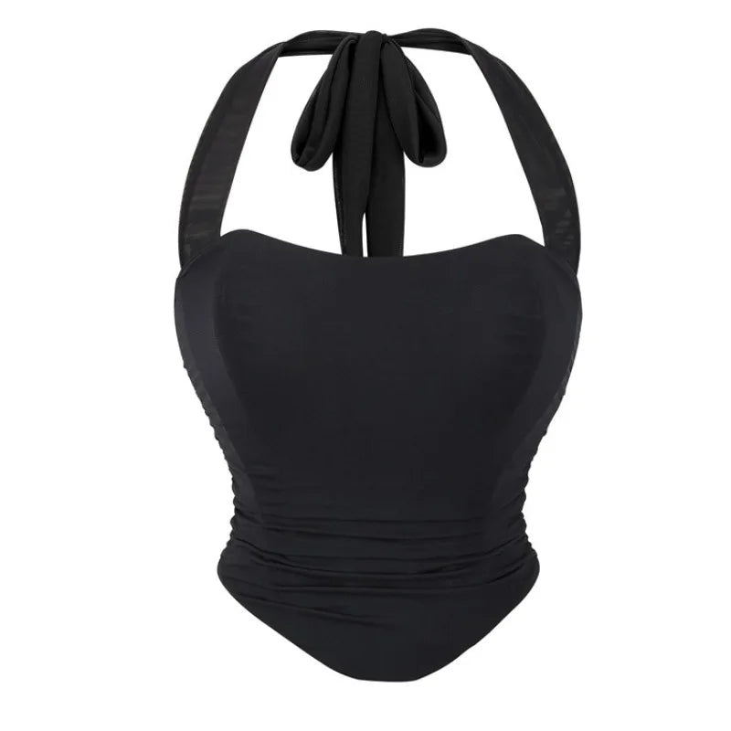 Corset Halter Crop Top Women Camisole Short Cropped Tank Tops Summer