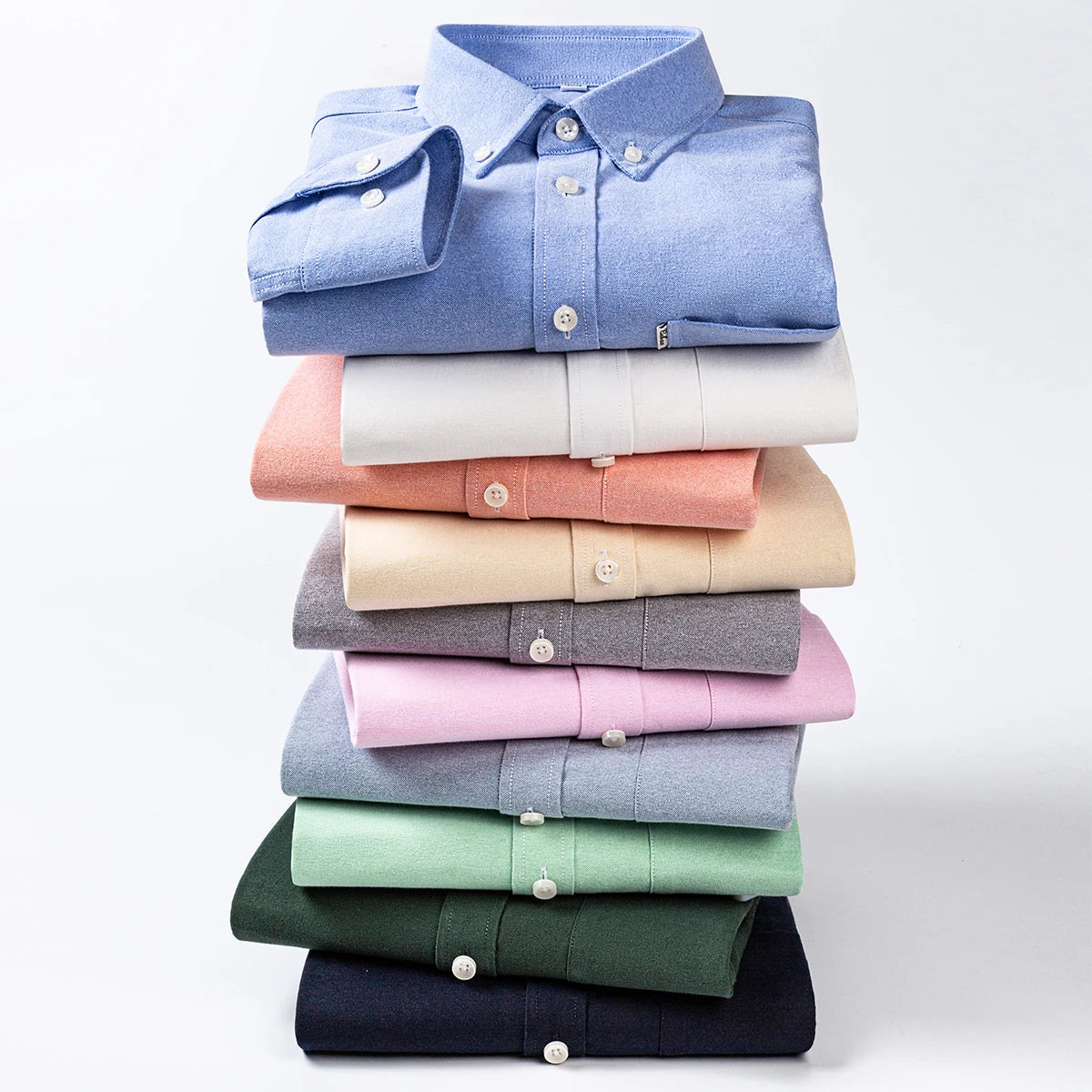 Men's 100% Pure Cotton Oxford Solid Long Sleeve Shirts Business Social