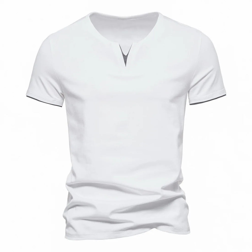 Mens Short Sleeve Henley Shirts Casual Cotton Slim Fit Basic Summer V