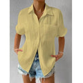 Solid Color Blouse For Women's Summer Fashion Loose Shirts Short