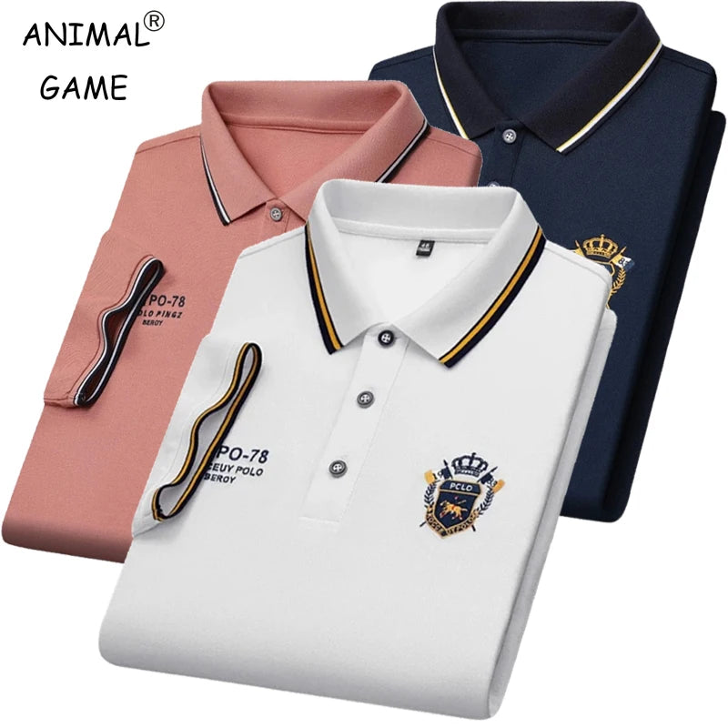 New Mens Embroidered Polo Shirts Summer Short Sleeve Shirt Luxury Top