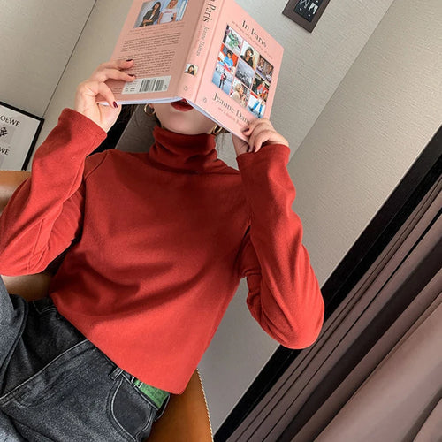 1pcs Women Autumn Winter Thickening Warm Long-sleeved T-shirt Pile