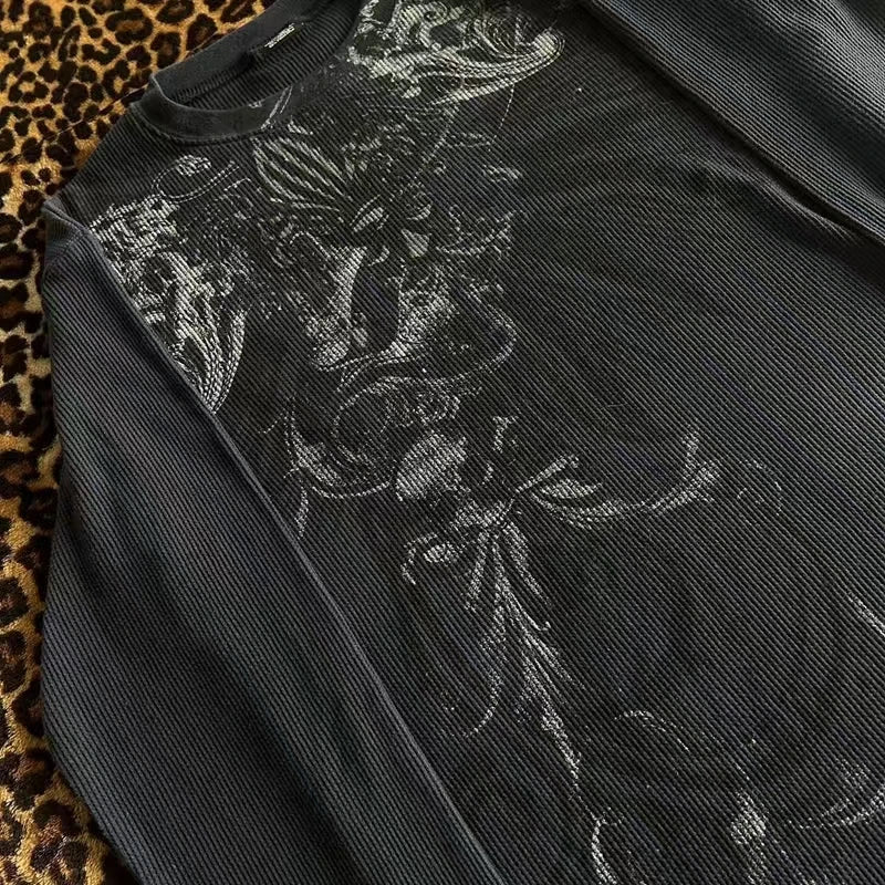 Y2K Hottie Grunge Cyber Mall Goth Thermal T-shirt Skulls Graphic