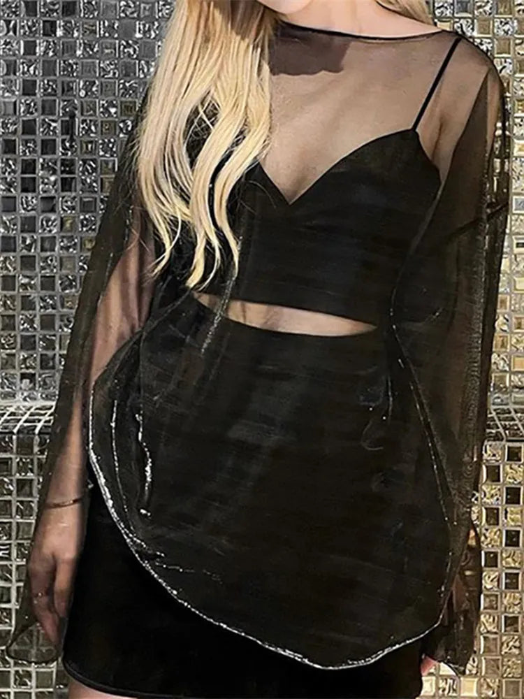 See Through T Shirts For Women Y2k Clothes Sexy Crop Tops Long Sleeve
