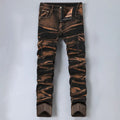 Spring Autumn Wine Red Slim-fit Jeans Mens Vintage Fashionable Elastic