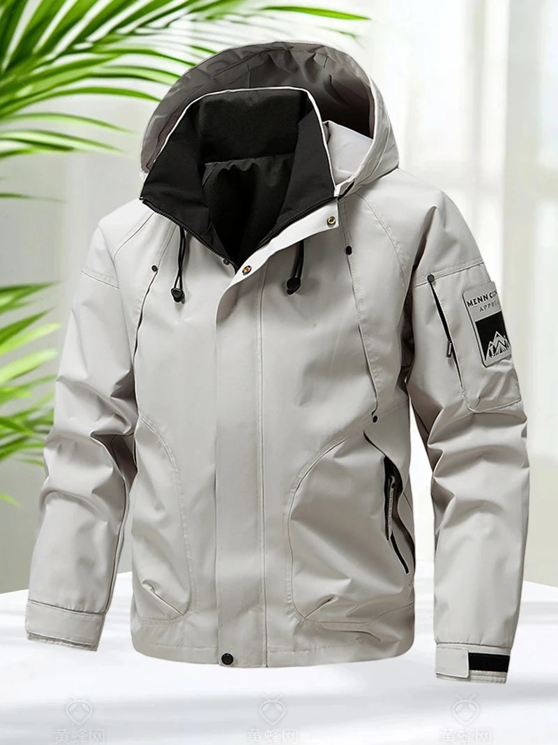 Waterproof Jacket Men Outdoor Softshell Zip Up Hooded Jacket