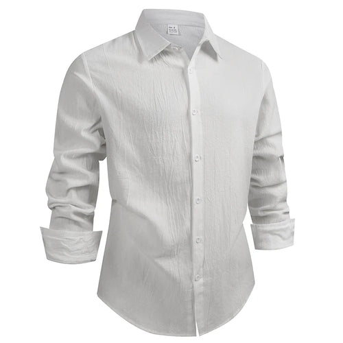 Men's Cotton Linen Shirt Casual Fashion Male Clothing High Quality