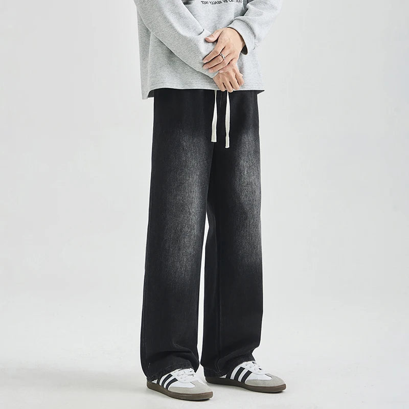 2026 Spring Summer Loose Straight Men's Jeans High Street Wide Leg