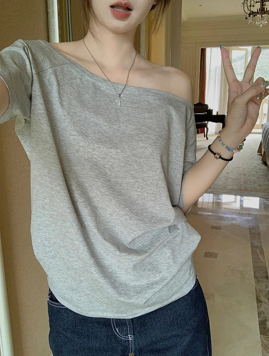 T-shirts Women Solid Simple Summer Casual Cleanfit Short Sleeve