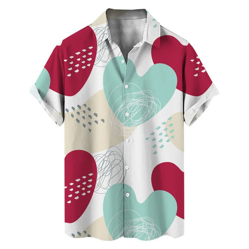 Summer Love Coconut Tree Printed Short Sleeve Shirt Loose Cuban Collar