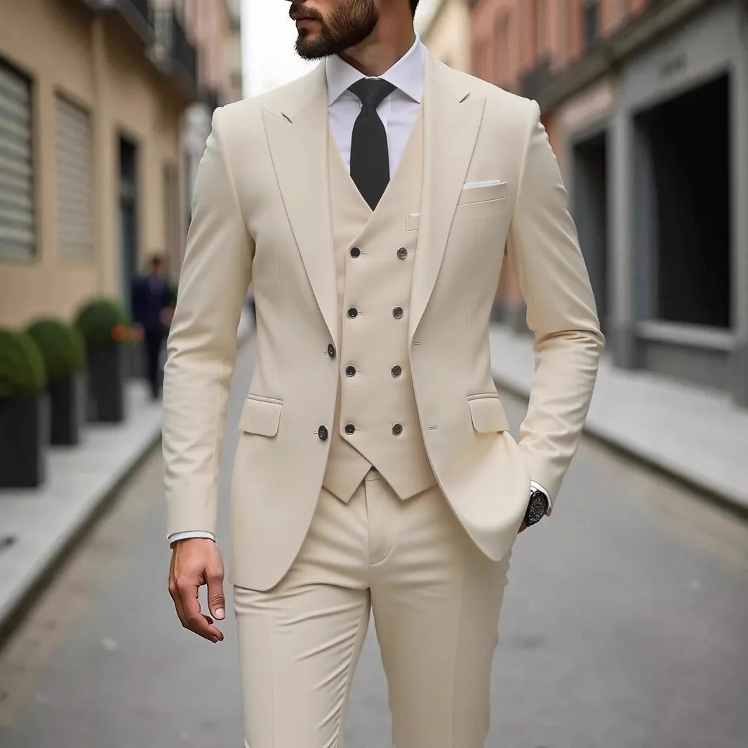 Classic Wedding Tuxedos Slim Fit Bridegroom For Men 3 Pieces Groomsmen