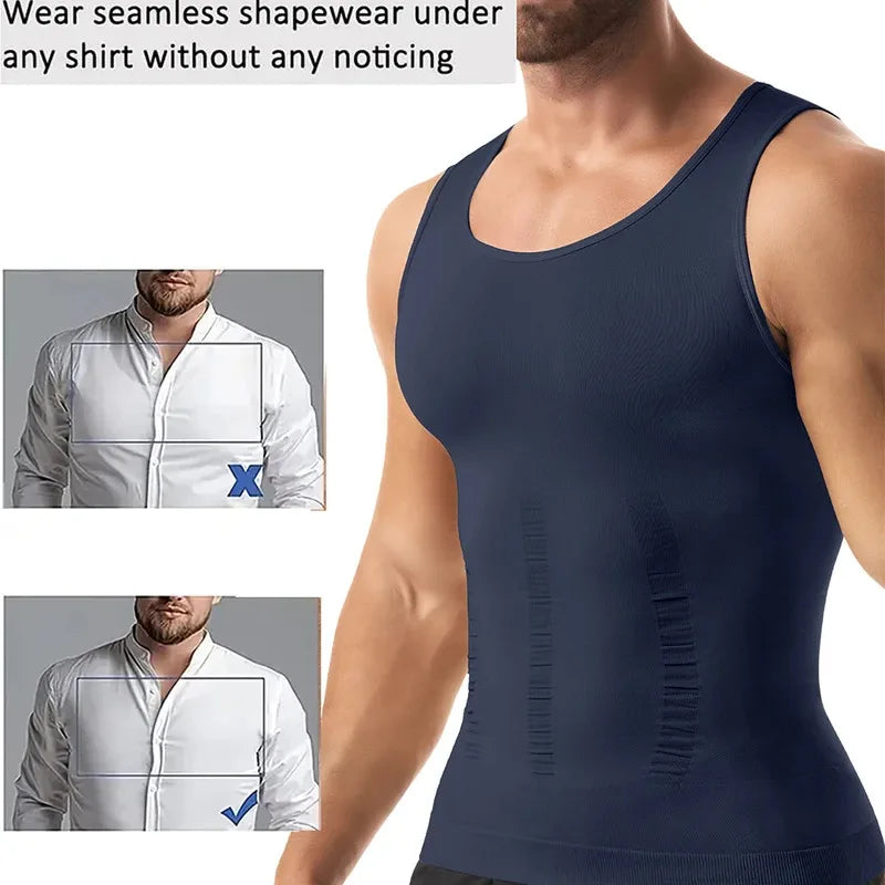 Men Compression Shirt for Body Shaper Slimming Vest Tight Tummy