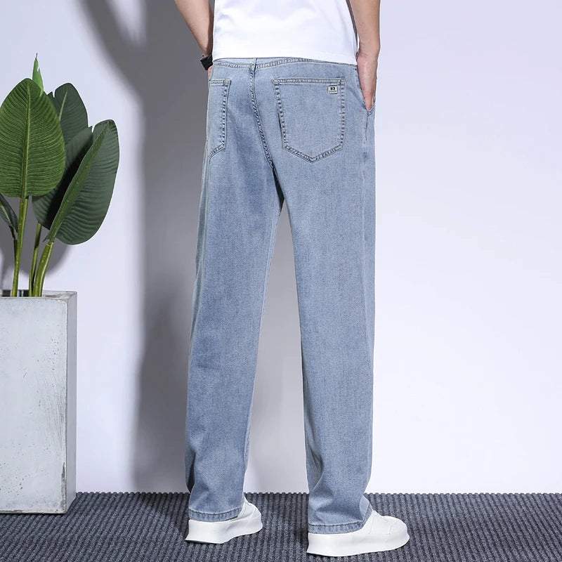 Plus Size 2026 Summer Brand Men's Straight Fit Loose Lyocell