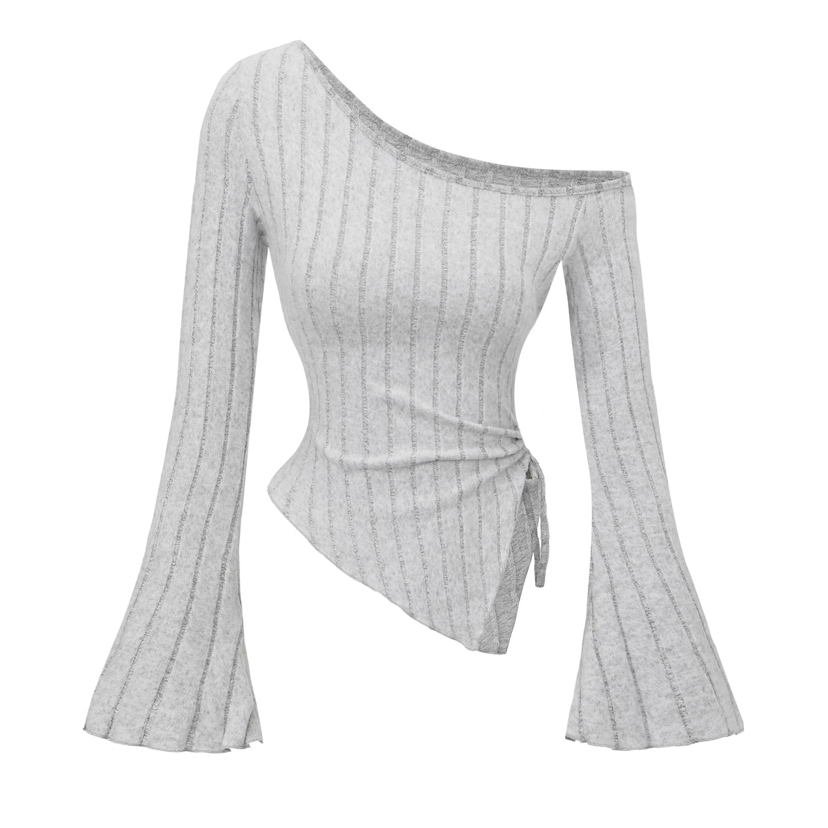 Women's Off-Shoulder Cross Long-Sleeved Slim Fit T-Shirt Asymmetrical