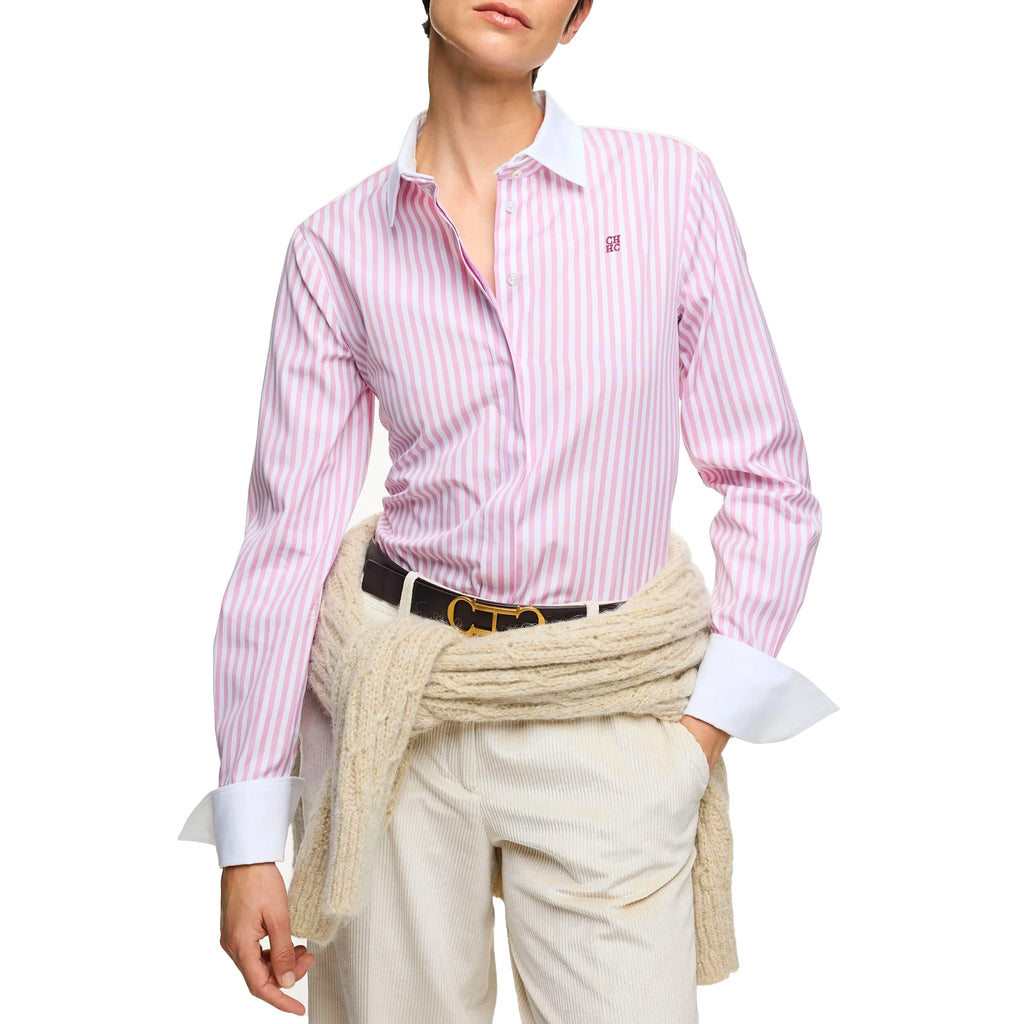 New Women Shirts Strip Long Sleeve Blouse Patchwork Embroidered