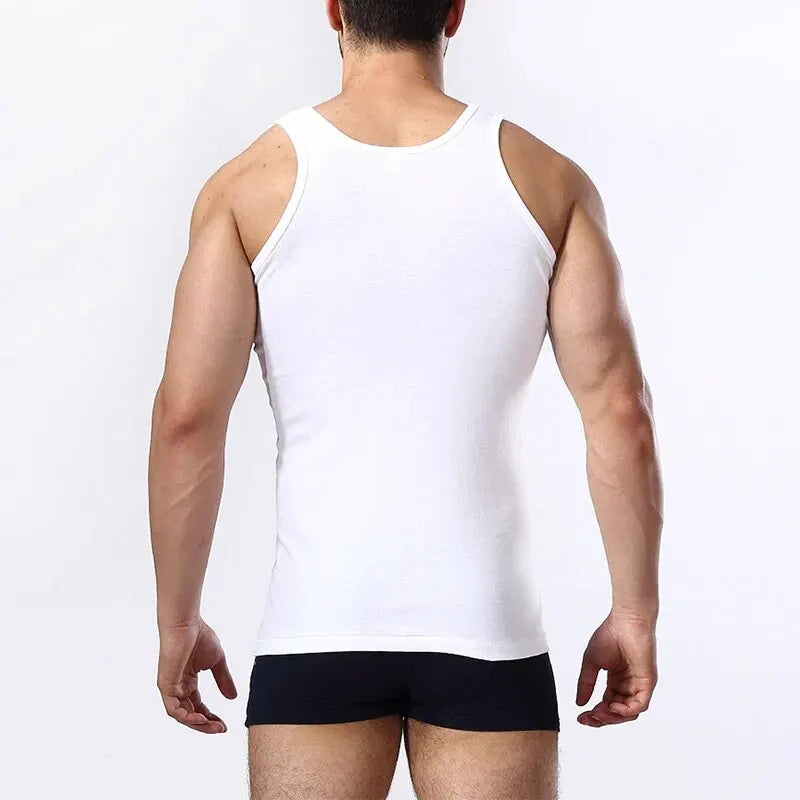 1/3 Pieces Men's Solid Color Basic Cotton Vest Youth Slim Exercise