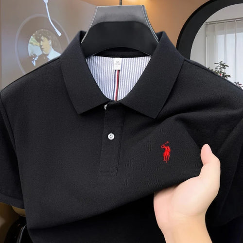 100% pure cotton high-end brand men's short sleeve polo shirt 2026