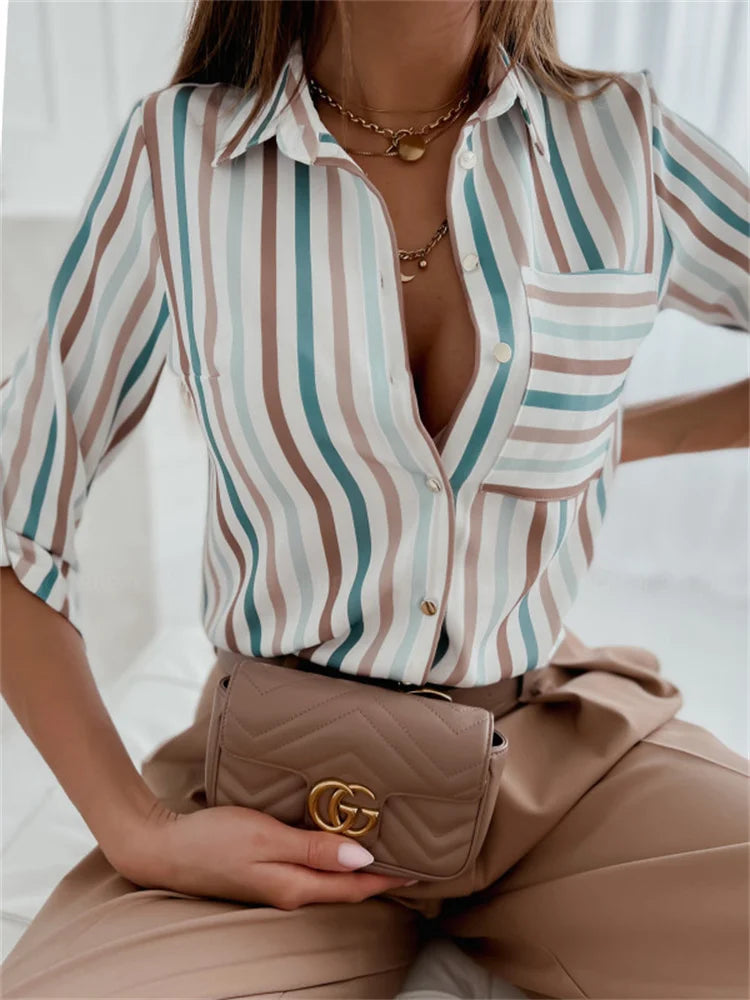 Elegant Women Blouse 2023 Spring and Autumn Temperament Top Long