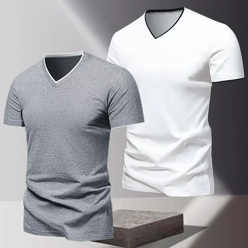 V-neck Short Sleeved Men's T-shirt, Men's Sports and Leisure T-shirt,