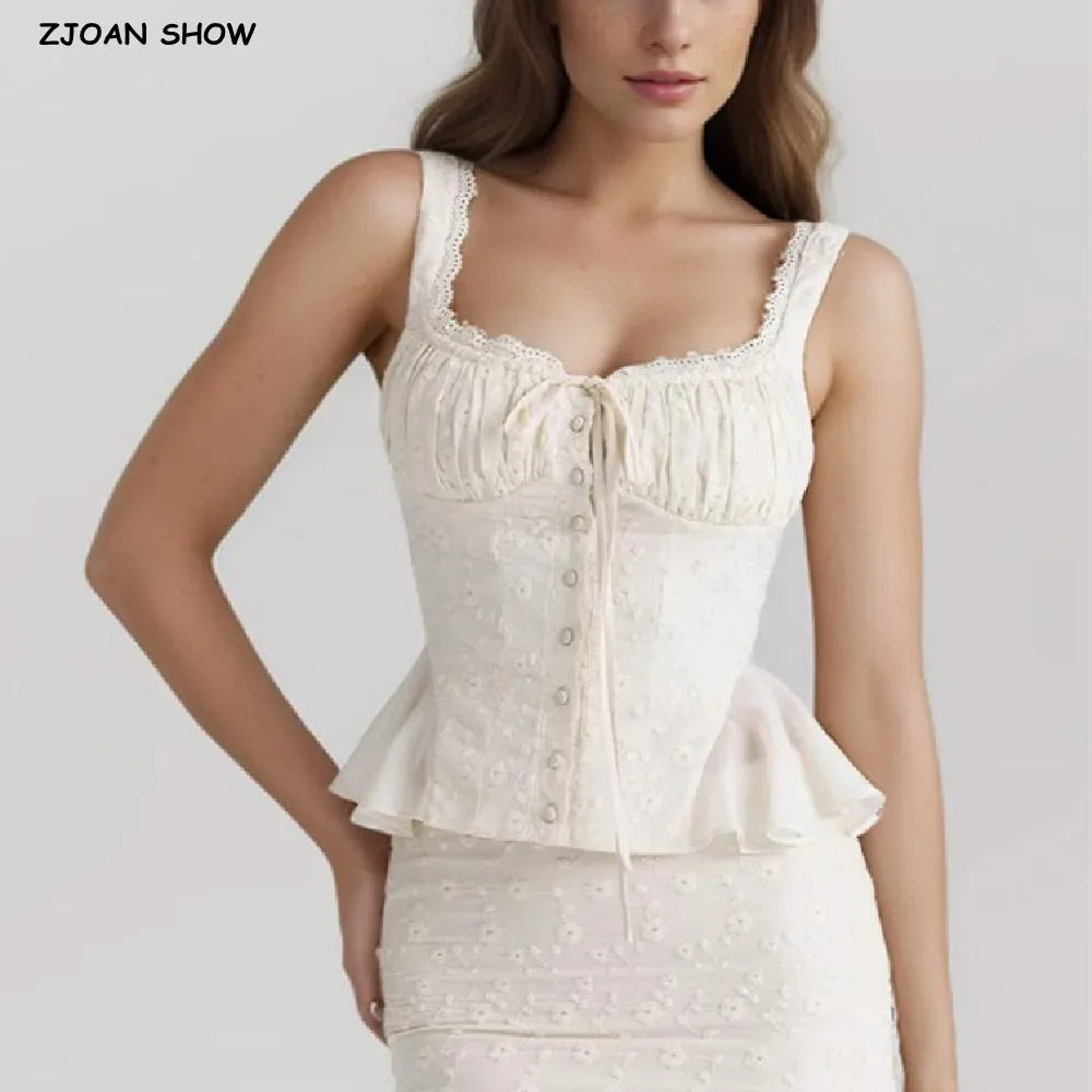 2024 Apricot Spliced Lace Bow Ruched Chest Embroidery Sexy Corset