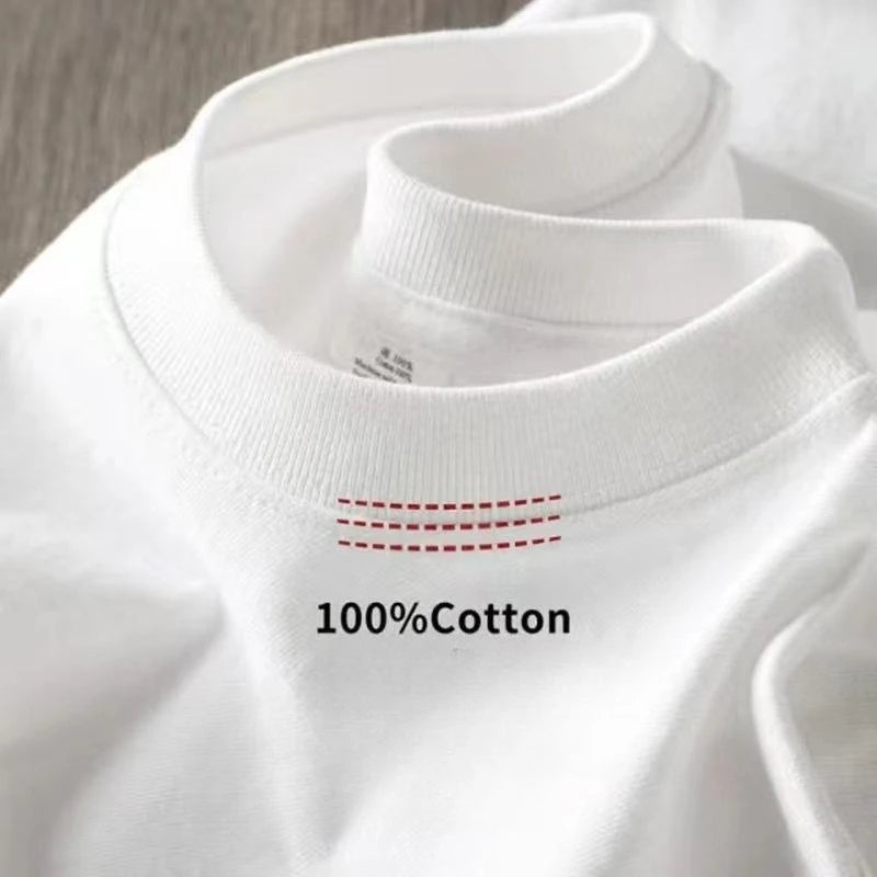 Pure White 260g Heavy T-shirt Men's Summer Pure Cotton Short-sleeved