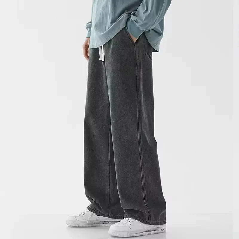 2026 Spring/summer New Men Solid Color Drawstring Pocket Jeans