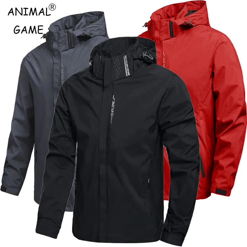 Men's Outdoor Waterproof Raincoat Lightweight Cycling Coat with Hood