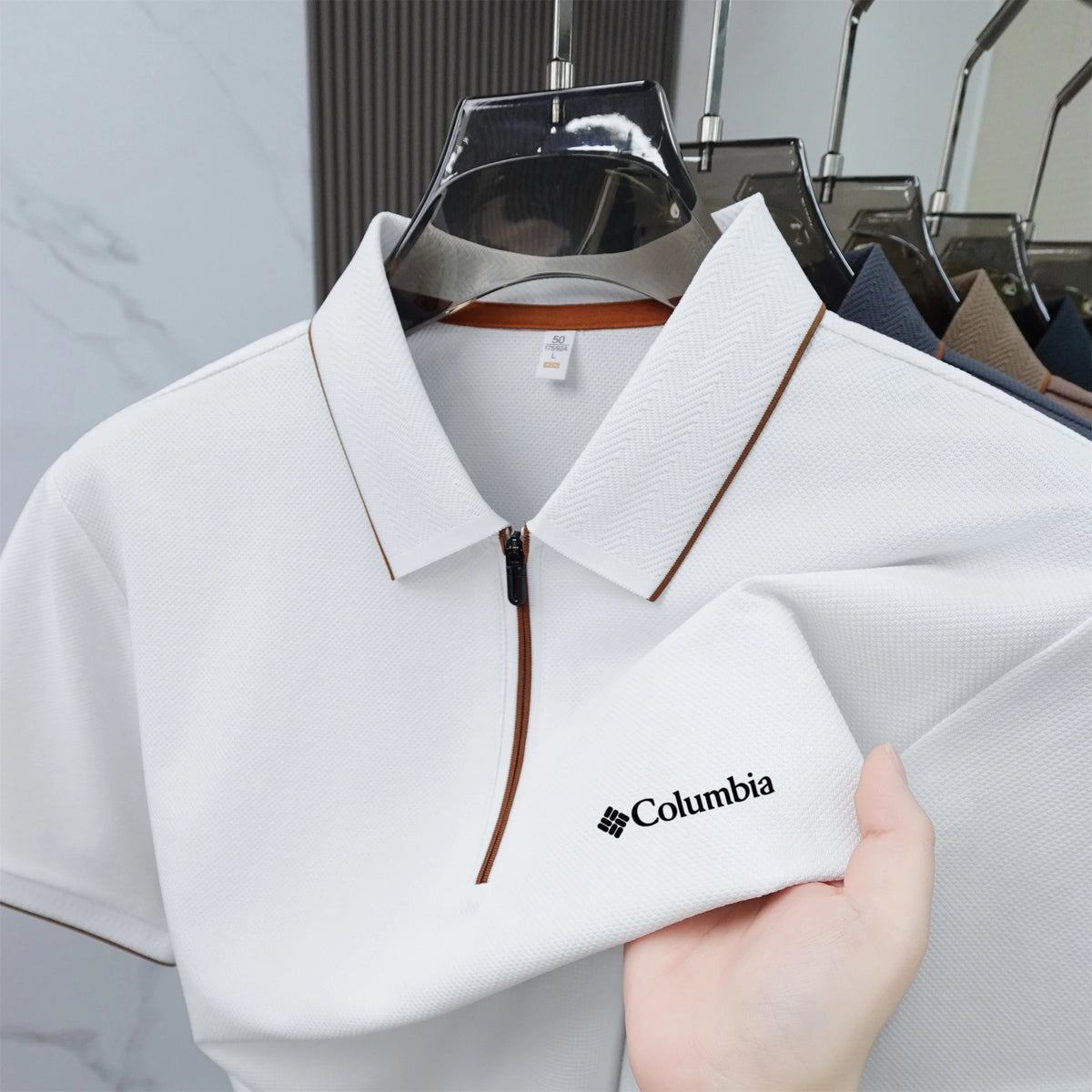 2026 Summer Men Short Sleeve Polo Shirt Unique Zipper Design Premium