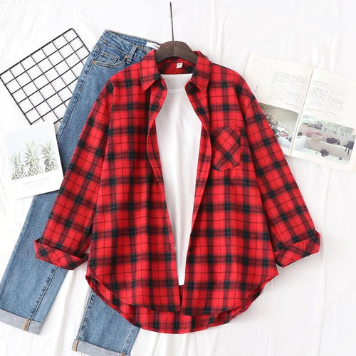 Brand Women's Flannel Plaid Shirts 2025 New Ladies Tops Exquisite