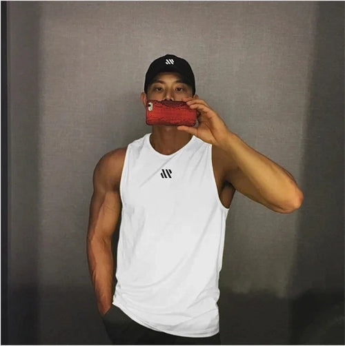 2024 Mens fitness gyms Tank top men Fitness sleeveless shirt Male mesh