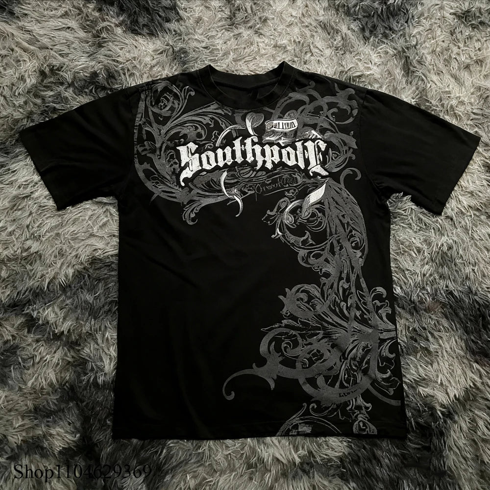 Classic Y2K Gothic Style T-shirt Print Oversized T Shirt High Street