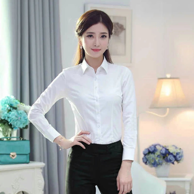 1pcs Woman Four Season Occupation Shirt Lady Casual Long Sleeve