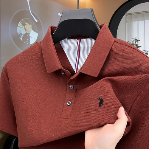 100% pure cotton high-end brand men's short sleeve polo shirt 2026