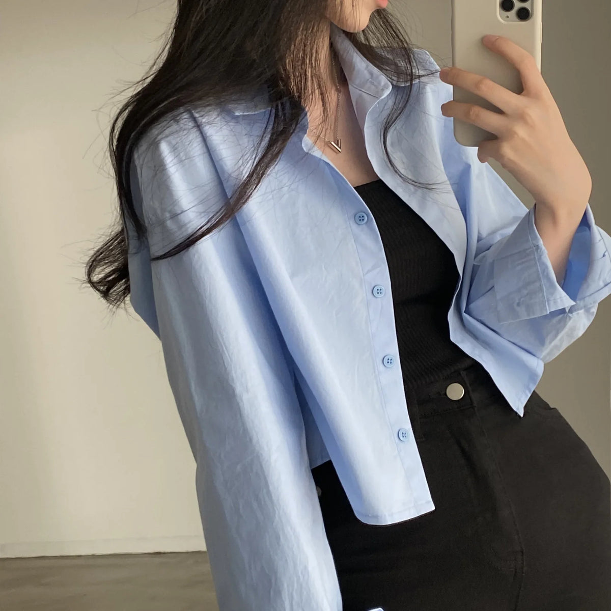 Spring New Casual Long Sleeve Women White Shirt Korea Style Solid