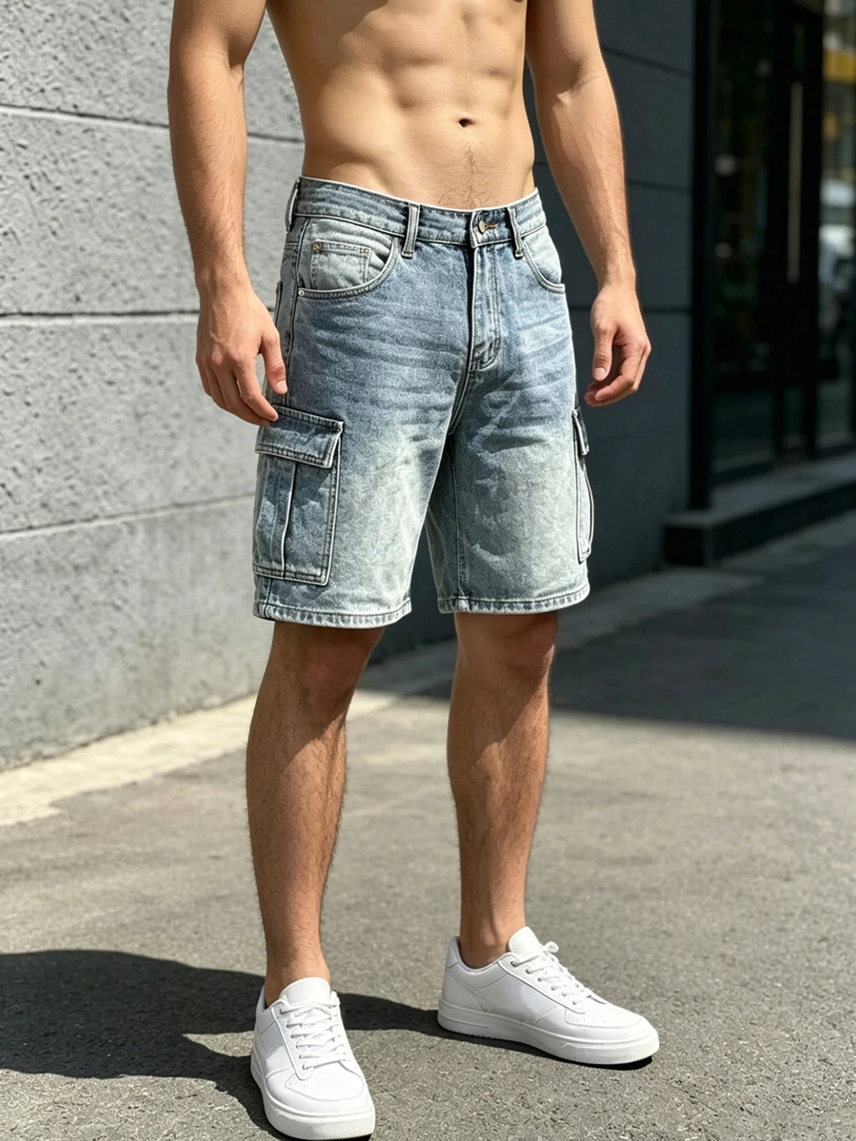 Men Workwear Jeans Denim Pants Clothing Trousers Shorts Men's Casual