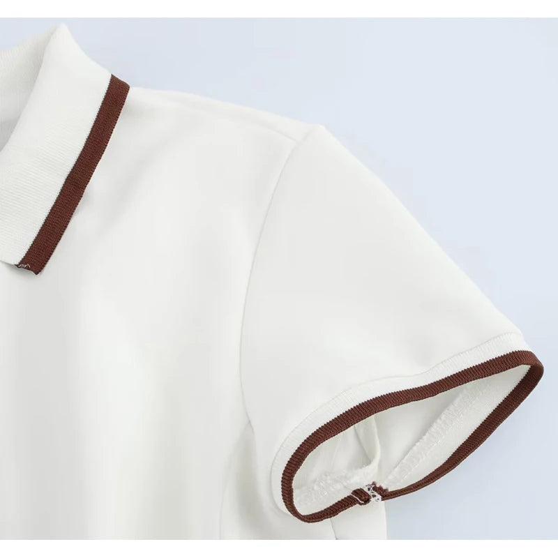 MUJER 2025 White Short Dresses for Women Polo Shirt Spring Mini Dress