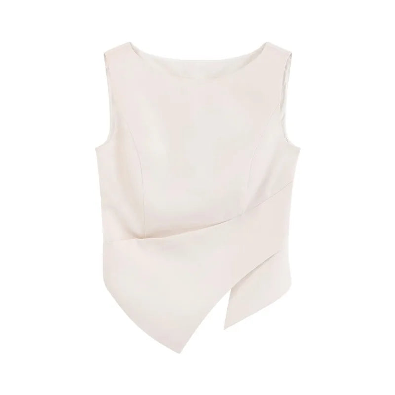 Women Asymmetrical Off-Shoulder Sleeveless Top Chic Minimalist