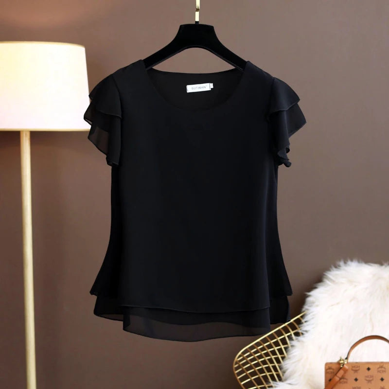 Fashion Brand Summer Oversized Loose and Thin Casual Blouse Top Short