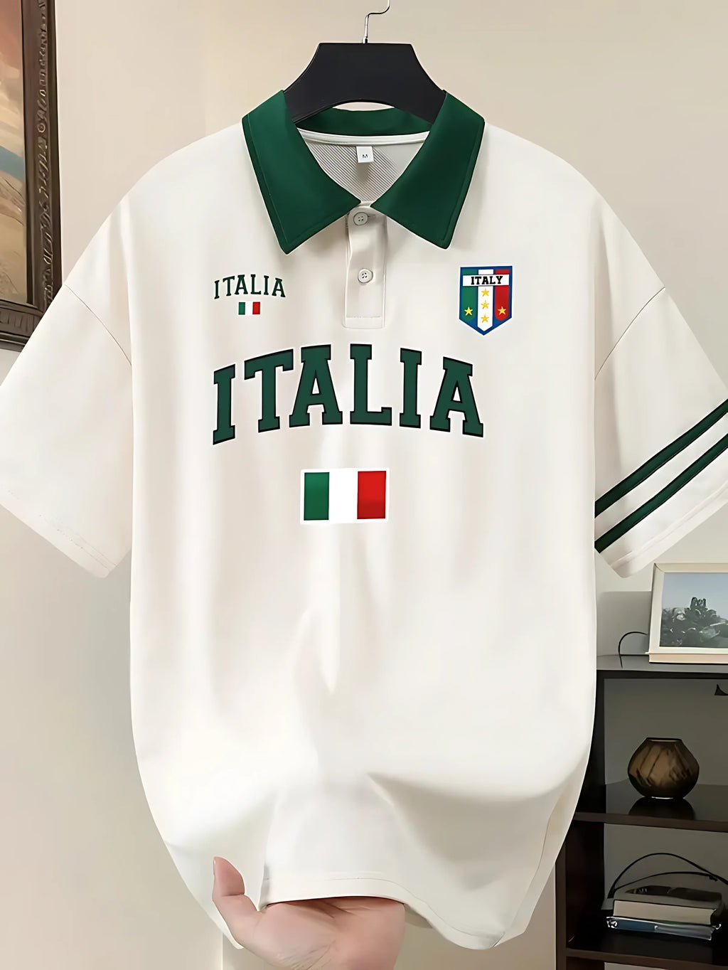 American men's summer striped Italian letter print comfortable and