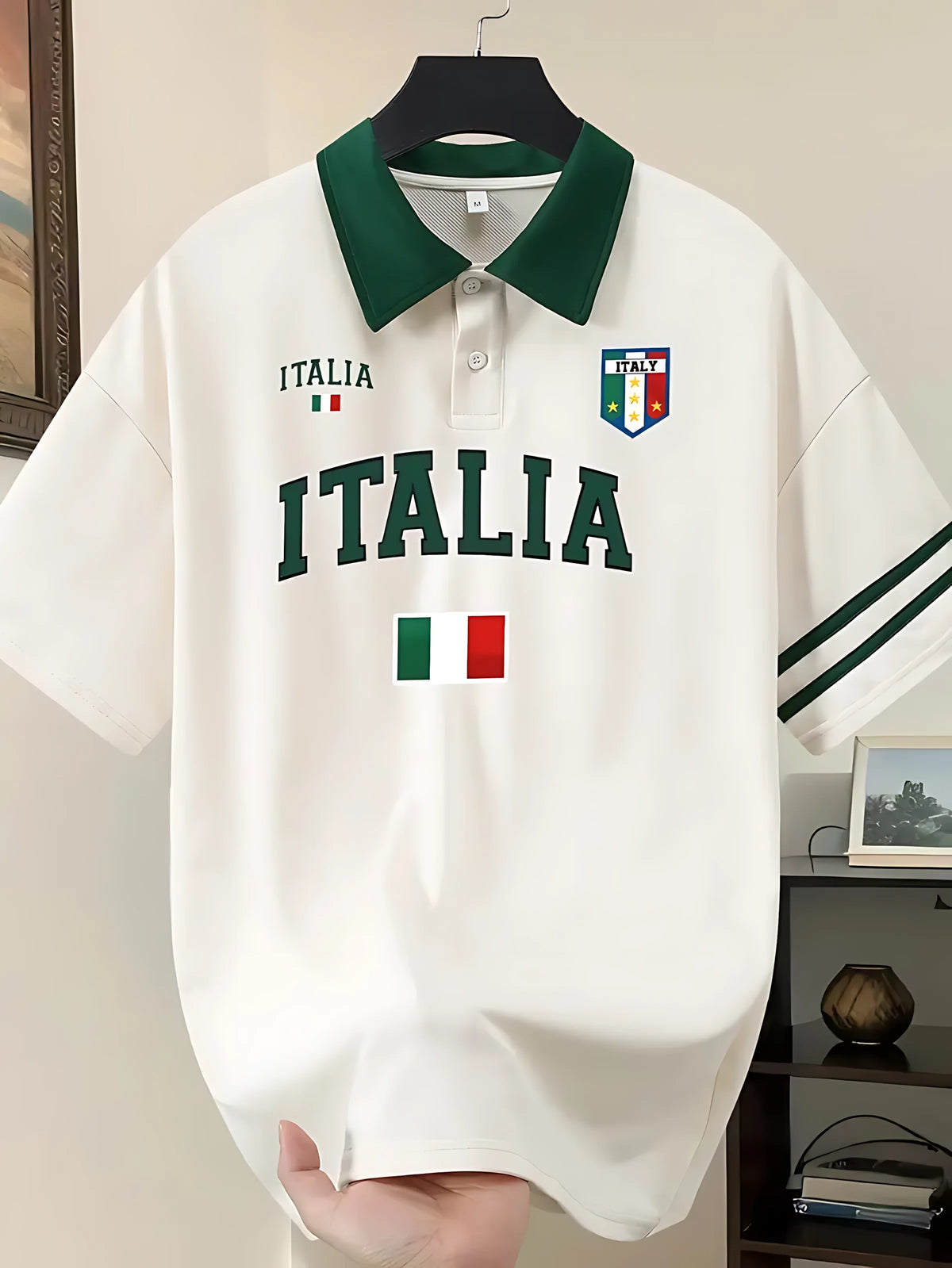American men's summer striped Italian letter print comfortable and