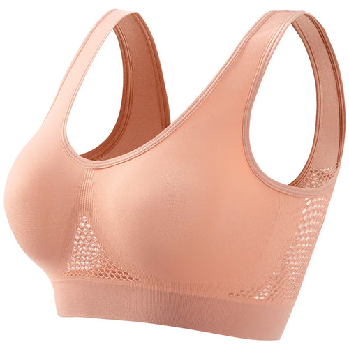 Women's Plus Size Breathable Mesh Sports Bra Ladies Seamless Non-wire