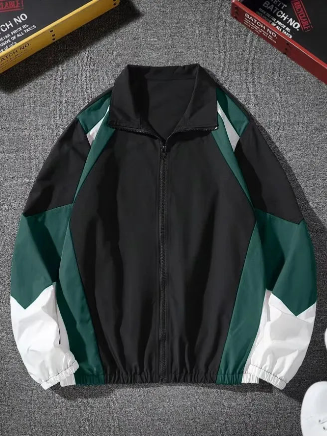 Men's color-blocked jacket, lightweight, casual, travel, windproof and